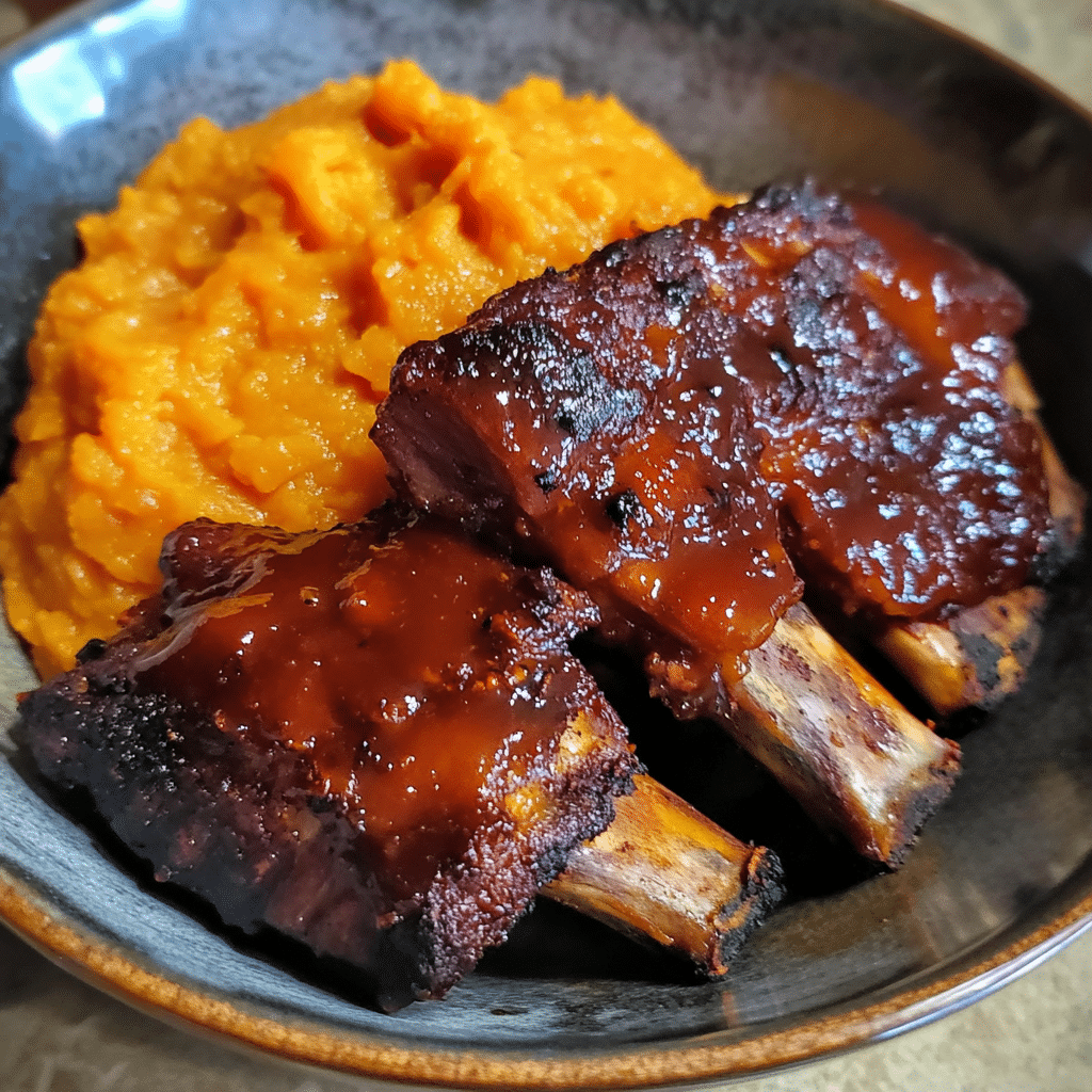Maple Glazed BBQ Ribs with Sweet Potato Mash — chef-tested restaurant-quality photo