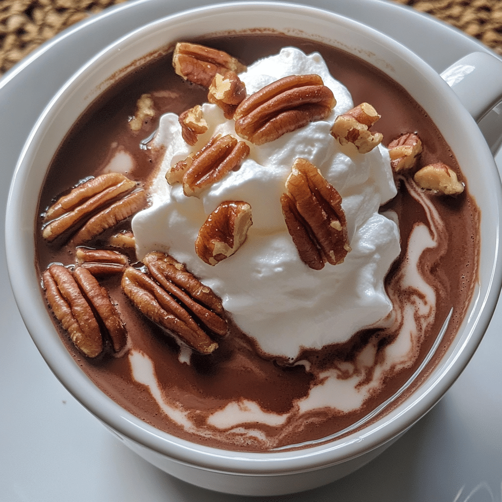 How to make Maple Pecan Hot Chocolate with Whipped Cream Swirl — key cooking step