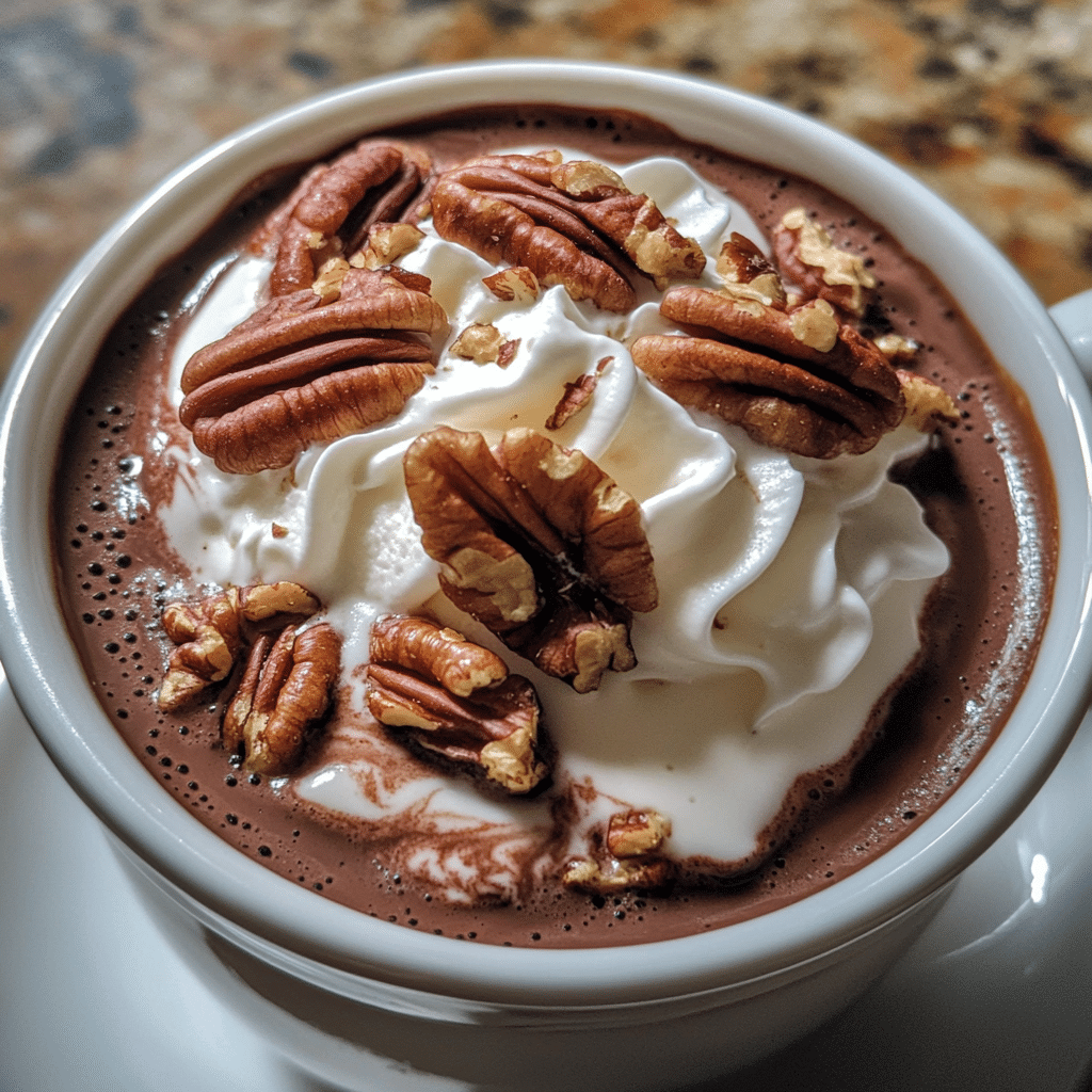 Maple Pecan Hot Chocolate with Whipped Cream Swirl — chef-tested restaurant-quality photo