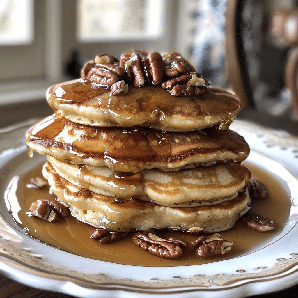 How to make Maple Pecan Pancakes with Bourbon Vanilla Drizzle — key cooking step