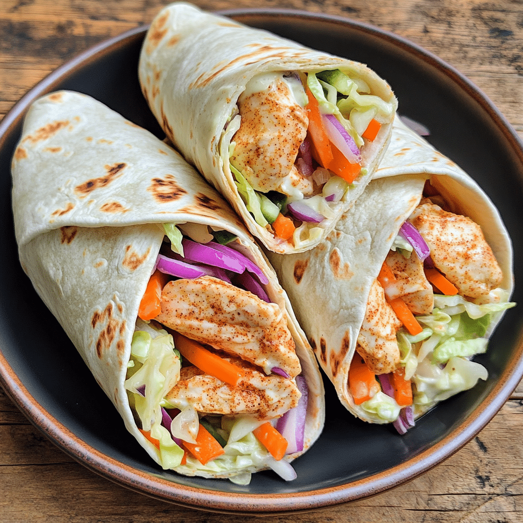 Moroccan-Spiced Chicken Wraps with Fresh Veggies — chef-tested restaurant-quality photo