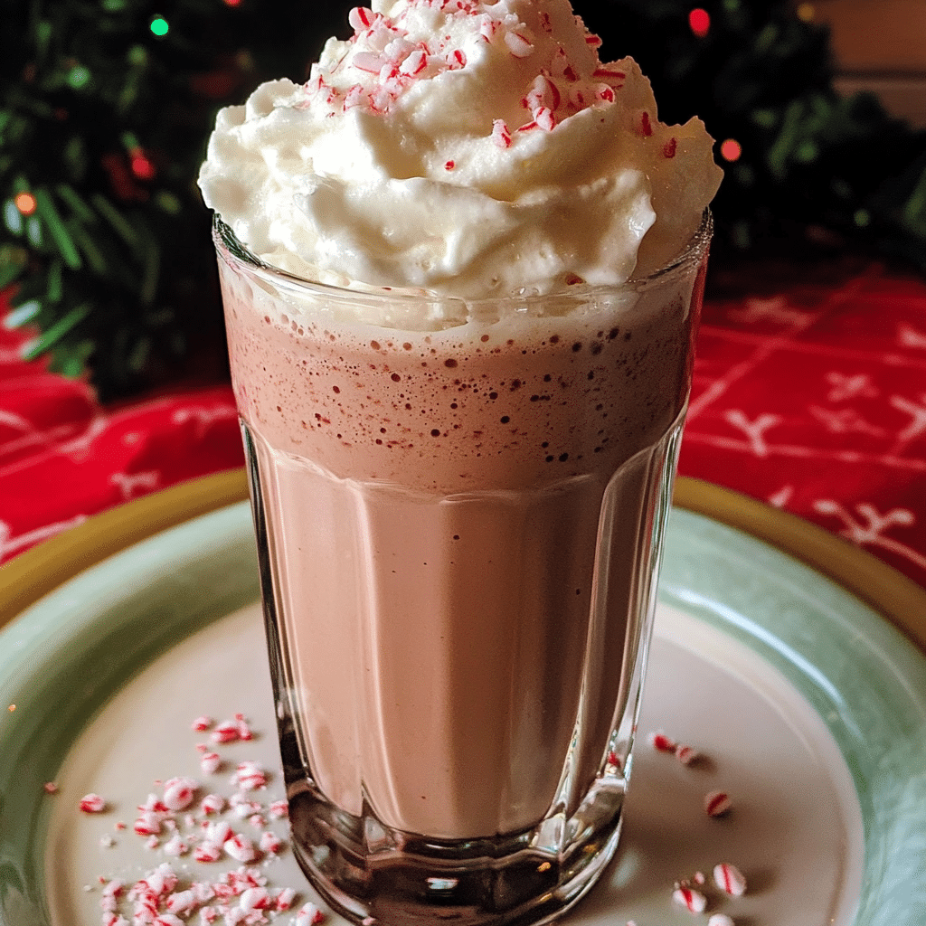 How to make Peppermint Hot Chocolate Cream Shake with Whipped Topping — key cooking step