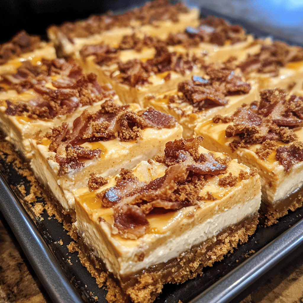 Pumpkin Spice Bacon Cheesecake Swirl Bars — chef-tested restaurant-quality photo