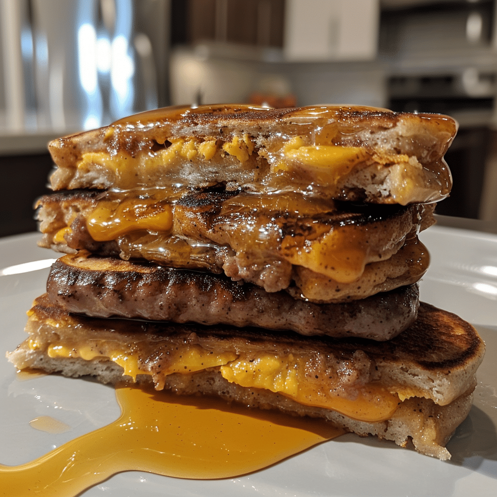 How to make Pumpkin Spice Pancake Breakfast Sandwich — key cooking step