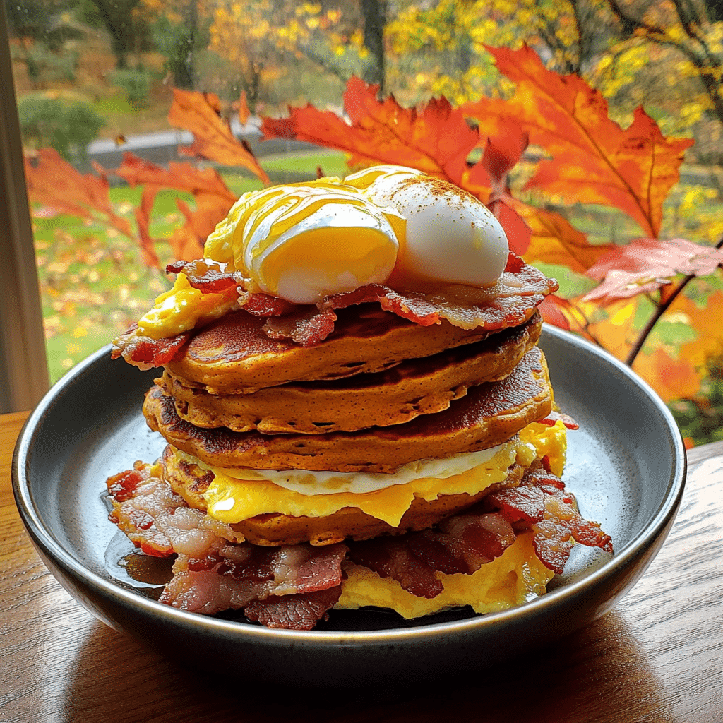 How to make Pumpkin Spice Pancake Breakfast Sandwiches — key cooking step