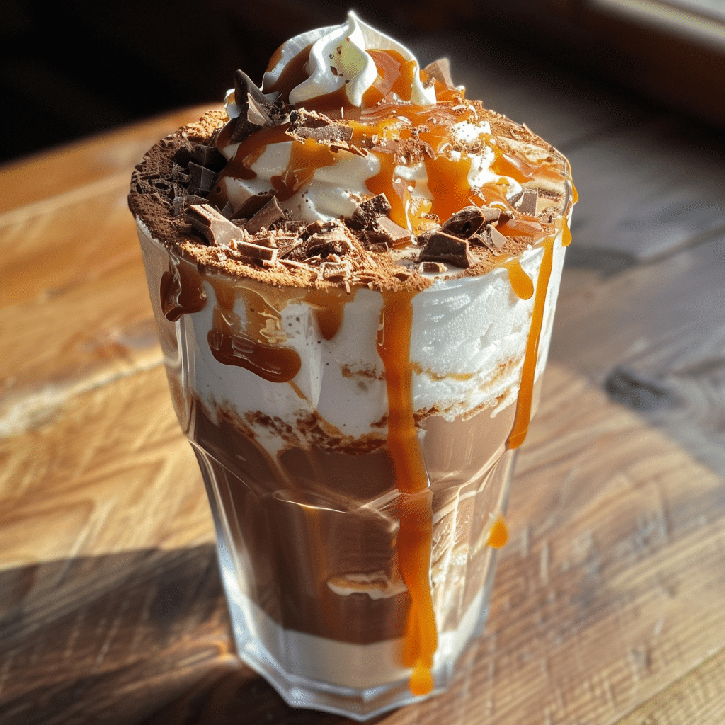 How to make Salted Caramel Hot Chocolate Milkshake — key cooking step