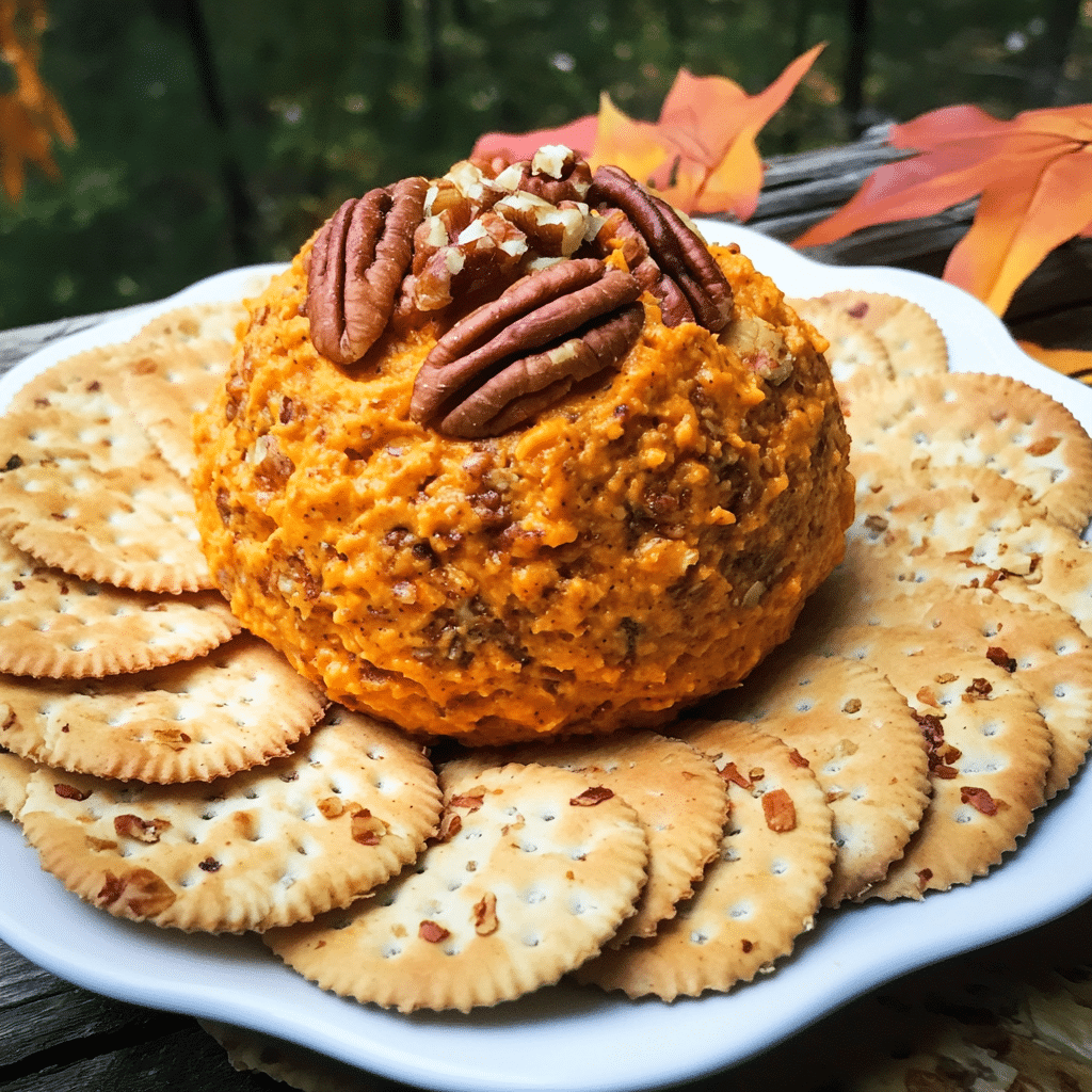 Savory Pumpkin Cheeseball with Spiced Crackers — chef-tested restaurant-quality photo