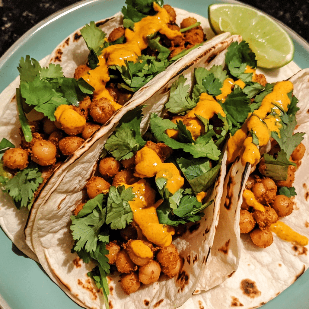 How to make Savory Pumpkin Curry Tacos with Spiced Chickpeas — key cooking step