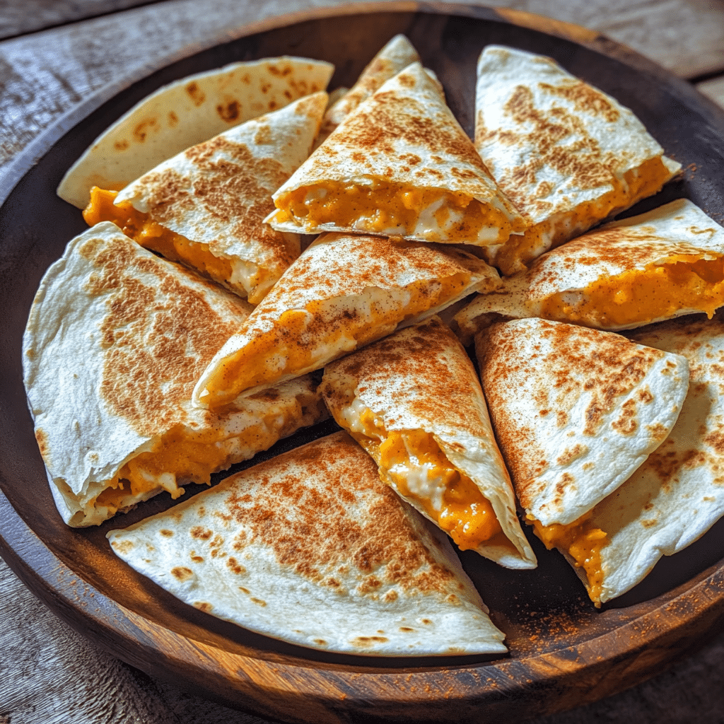 How to make Savory Pumpkin Spice Quesadilla Bites — key cooking step