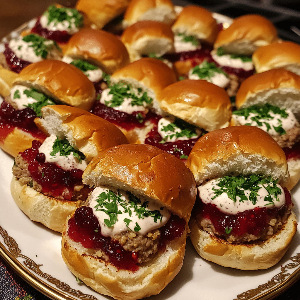 Savory Turkey and Cranberry Sliders with Herb Sauce — chef-tested restaurant-quality photo