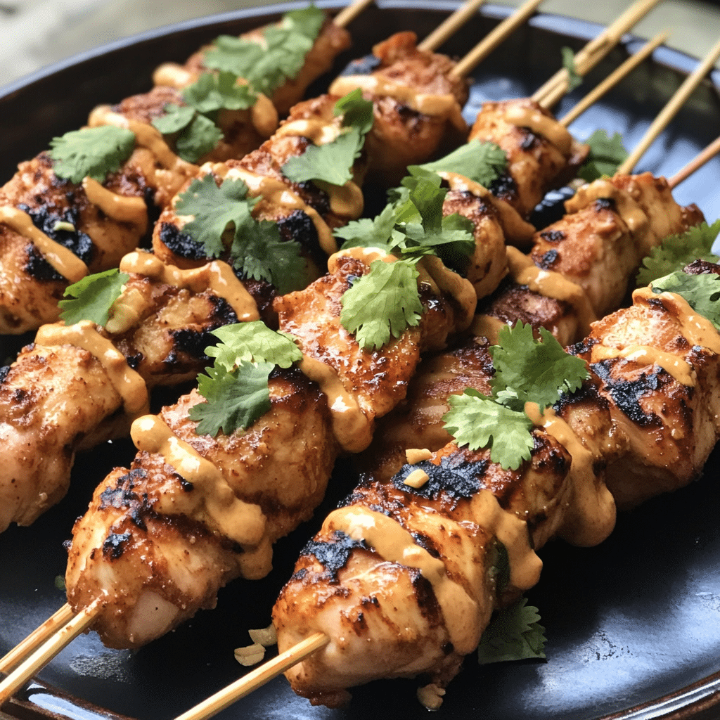 Sizzling Spicy Thai Chicken Skewers with Peanut Drizzle — chef-tested restaurant-quality photo