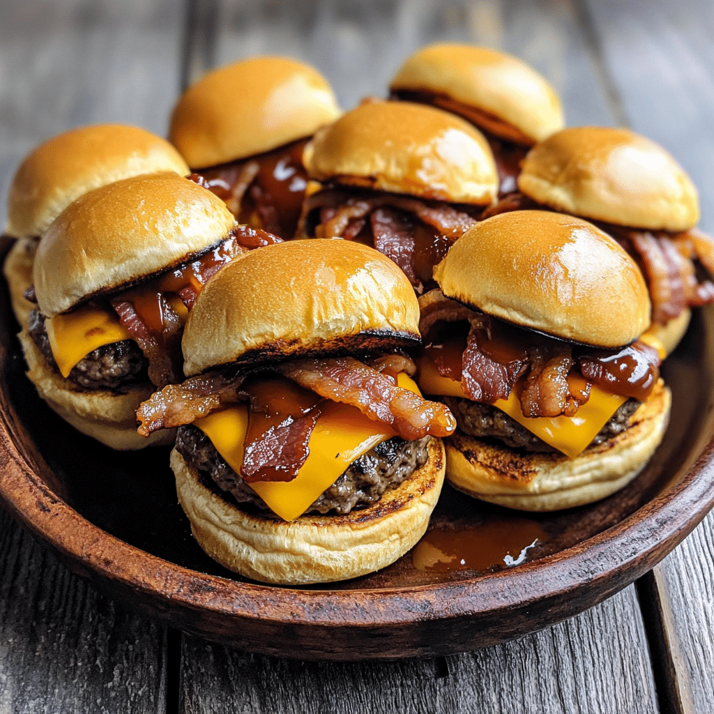 How to make Smoky BBQ Bacon Cheeseburger Sliders for Parties — key cooking step