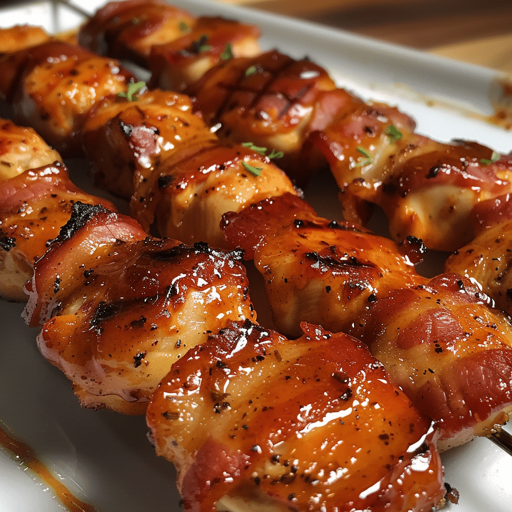 How to make Smoky BBQ Bacon-Wrapped Chicken Skewers — key cooking step