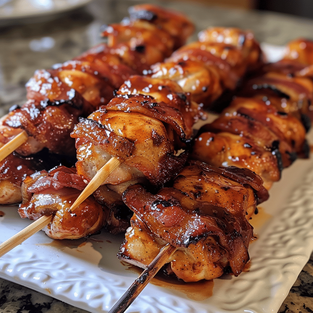 Smoky BBQ Bacon-Wrapped Chicken Skewers — chef-tested restaurant-quality photo