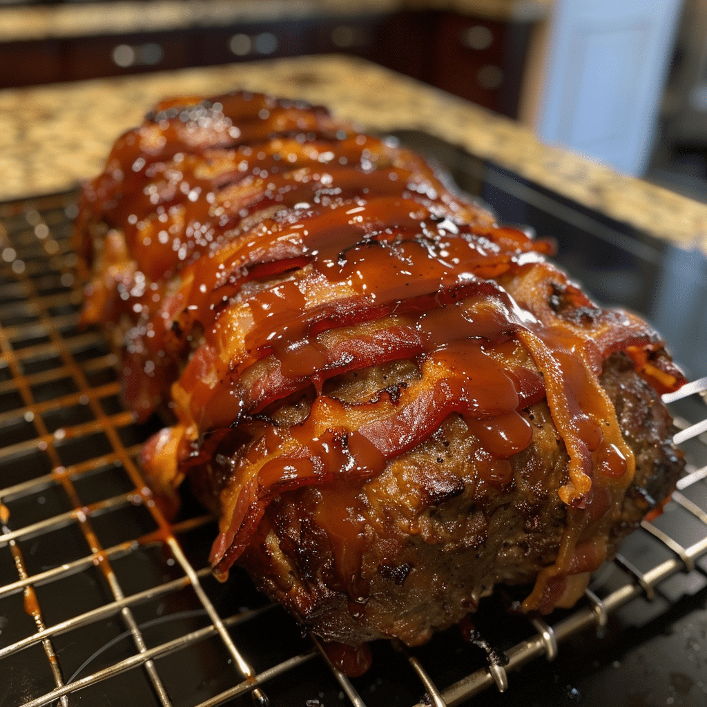 How to make Smoky BBQ Bacon-Wrapped Meatloaf — key cooking step