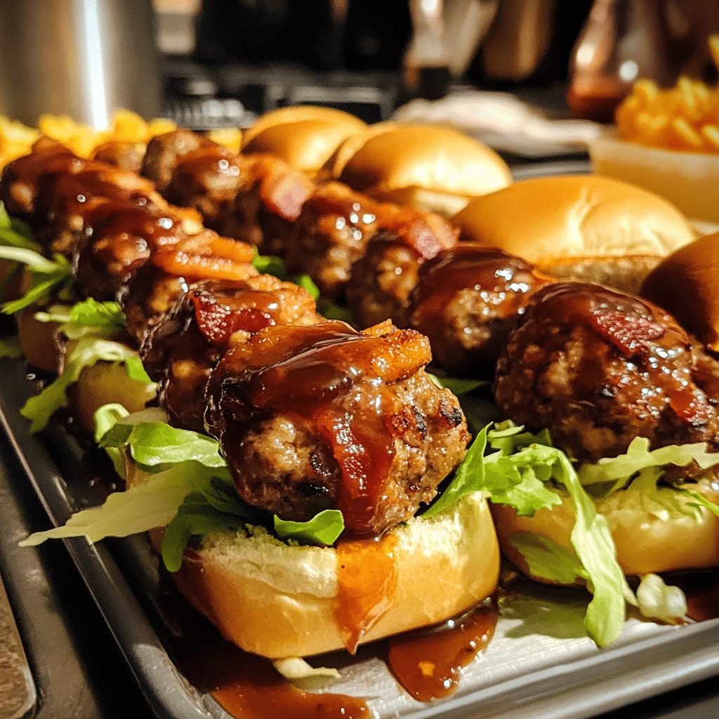 How to make Smoky Maple BBQ Bacon Meatball Sliders — key cooking step