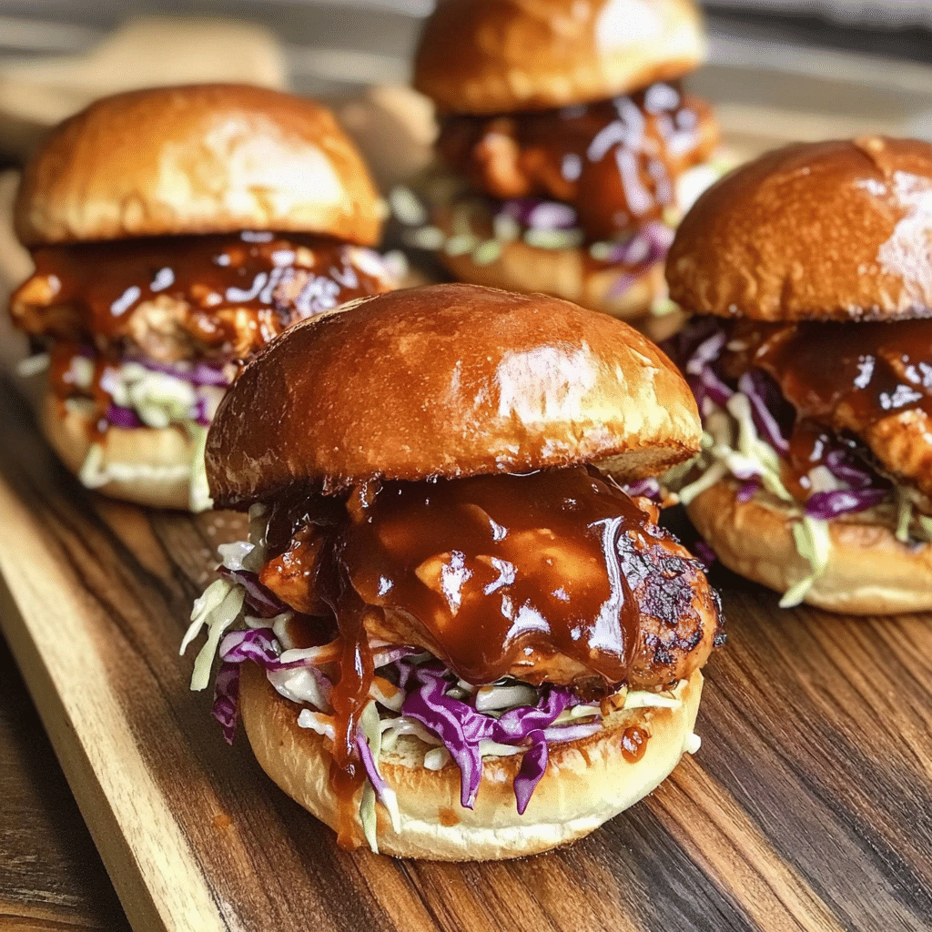 How to make Smoky Maple BBQ Chicken Sliders with Coleslaw — key cooking step
