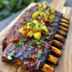 Smoky Maple Bourbon Ribs with Charred Pineapple Salsa — chef-tested restaurant-quality photo