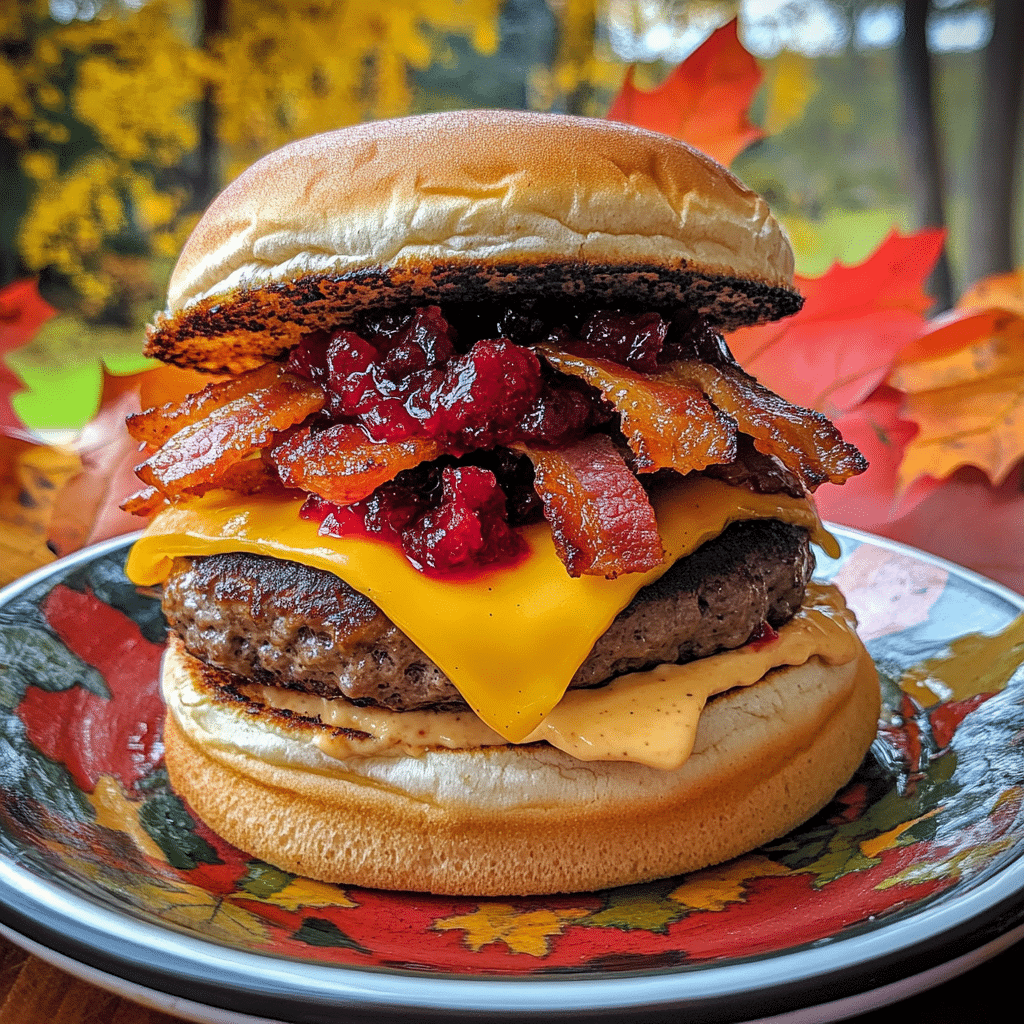 How to make Spiced Maple Bacon Cheeseburger with Cranberry Relish — key cooking step