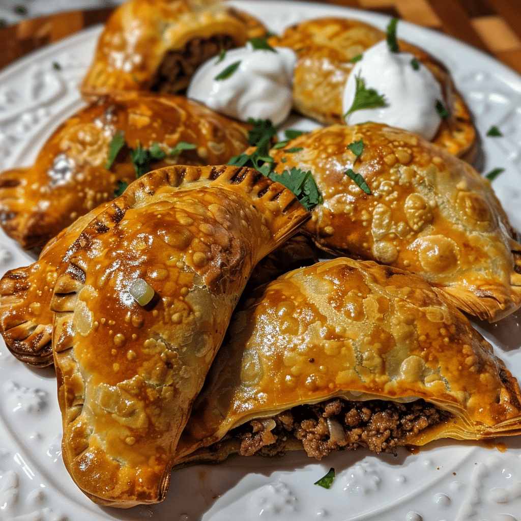 Spicy Beef Empanadas with Cilantro Cream — chef-tested restaurant-quality photo