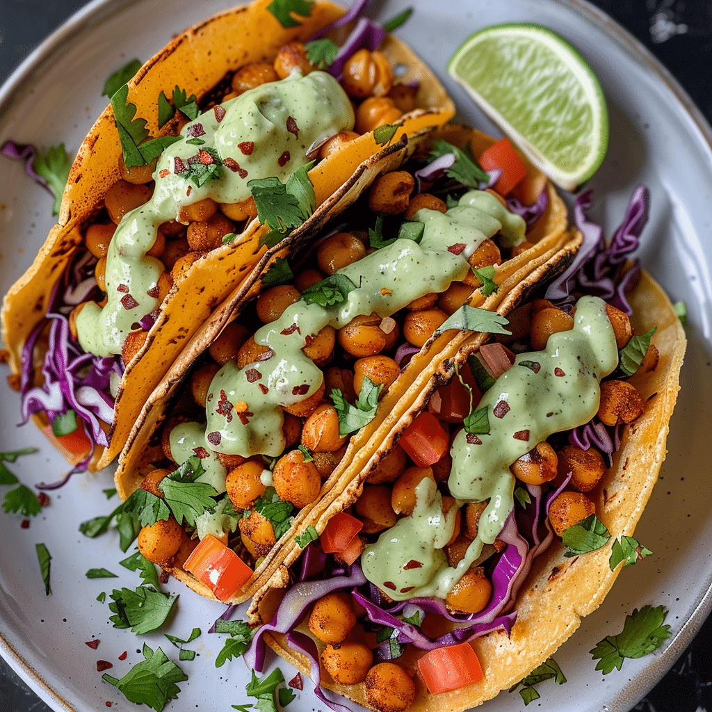How to make Spicy Chickpea Tacos with Avocado Lime Crema — key cooking step