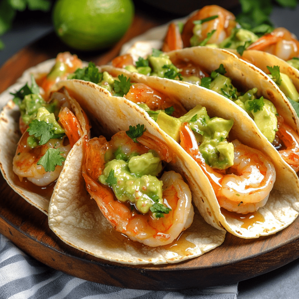 How to make Spicy Honey Garlic Shrimp Tacos with Avocado Salsa — key cooking step
