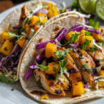 Spicy Mango Chicken Tacos with Cilantro Lime Slaw — chef-tested restaurant-quality photo
