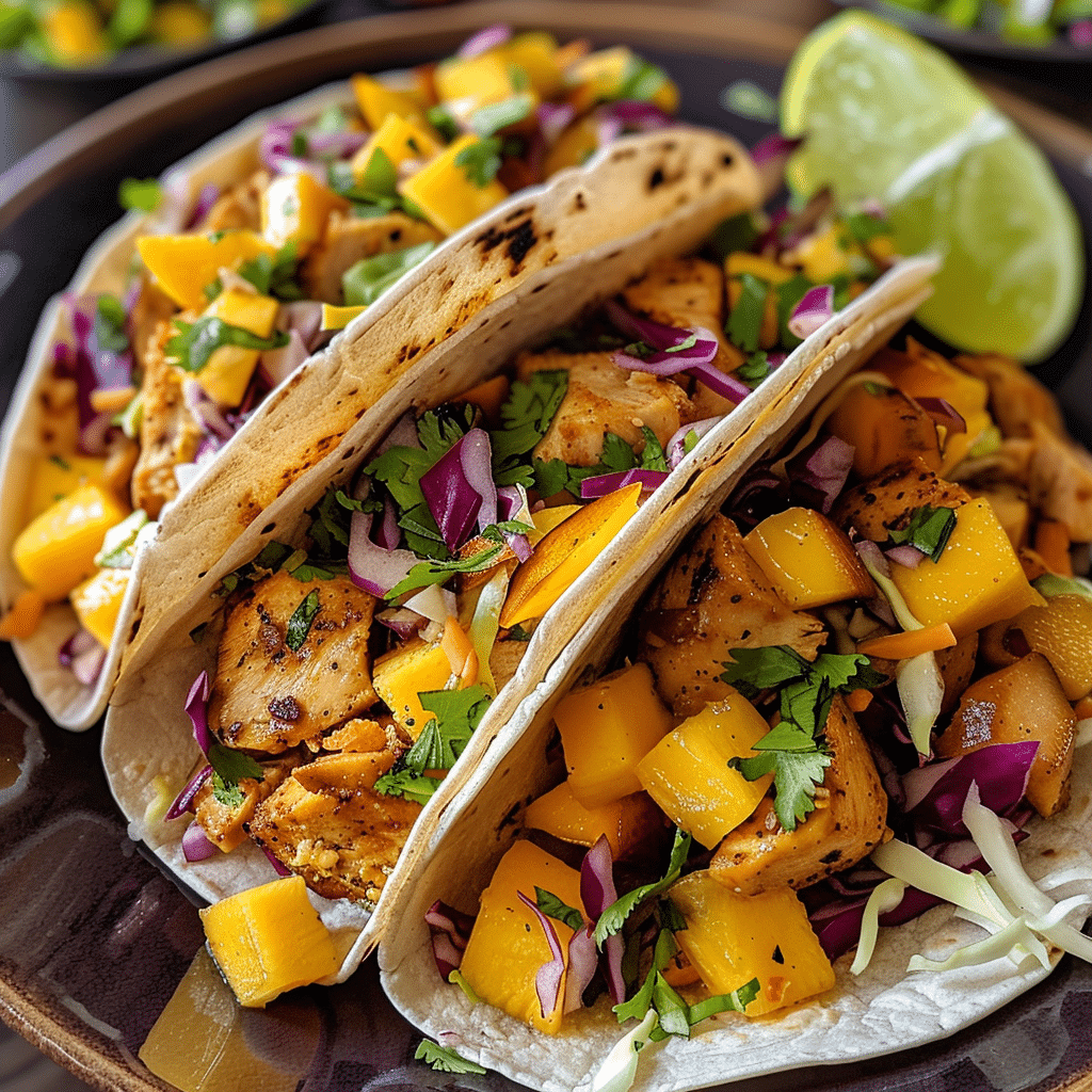 How to make Spicy Mango Chicken Tacos with Cilantro Lime Slaw — key cooking step