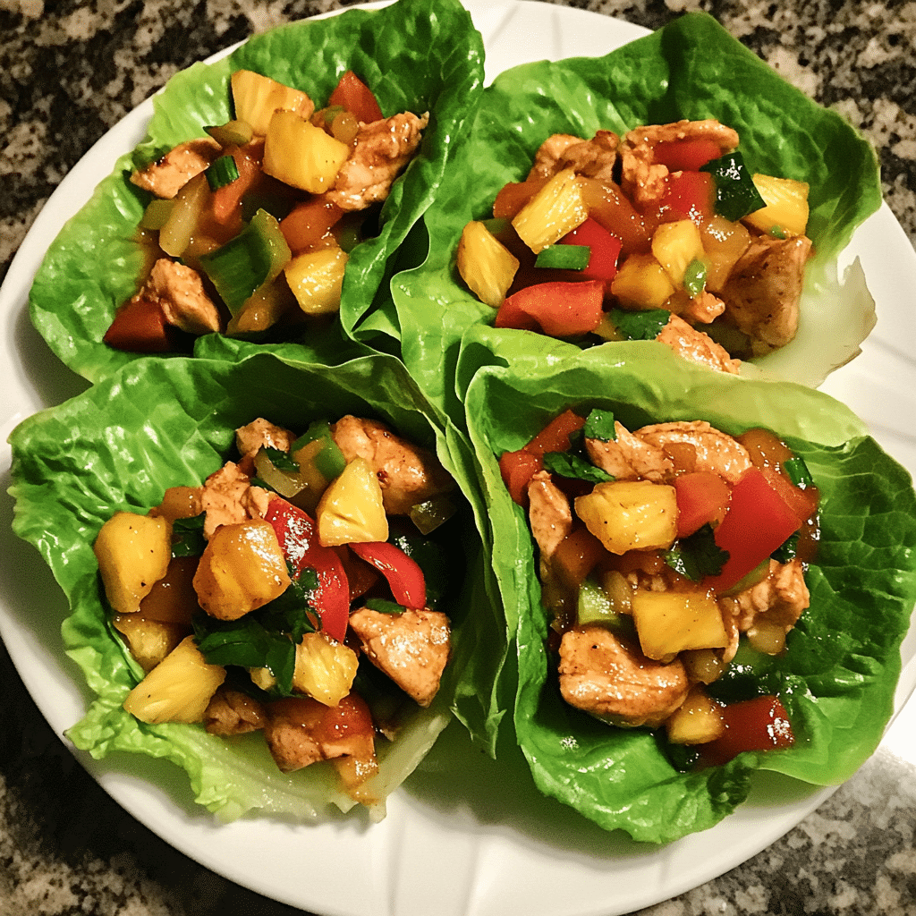 How to make Spicy Thai Pineapple Chicken Lettuce Wraps — key cooking step