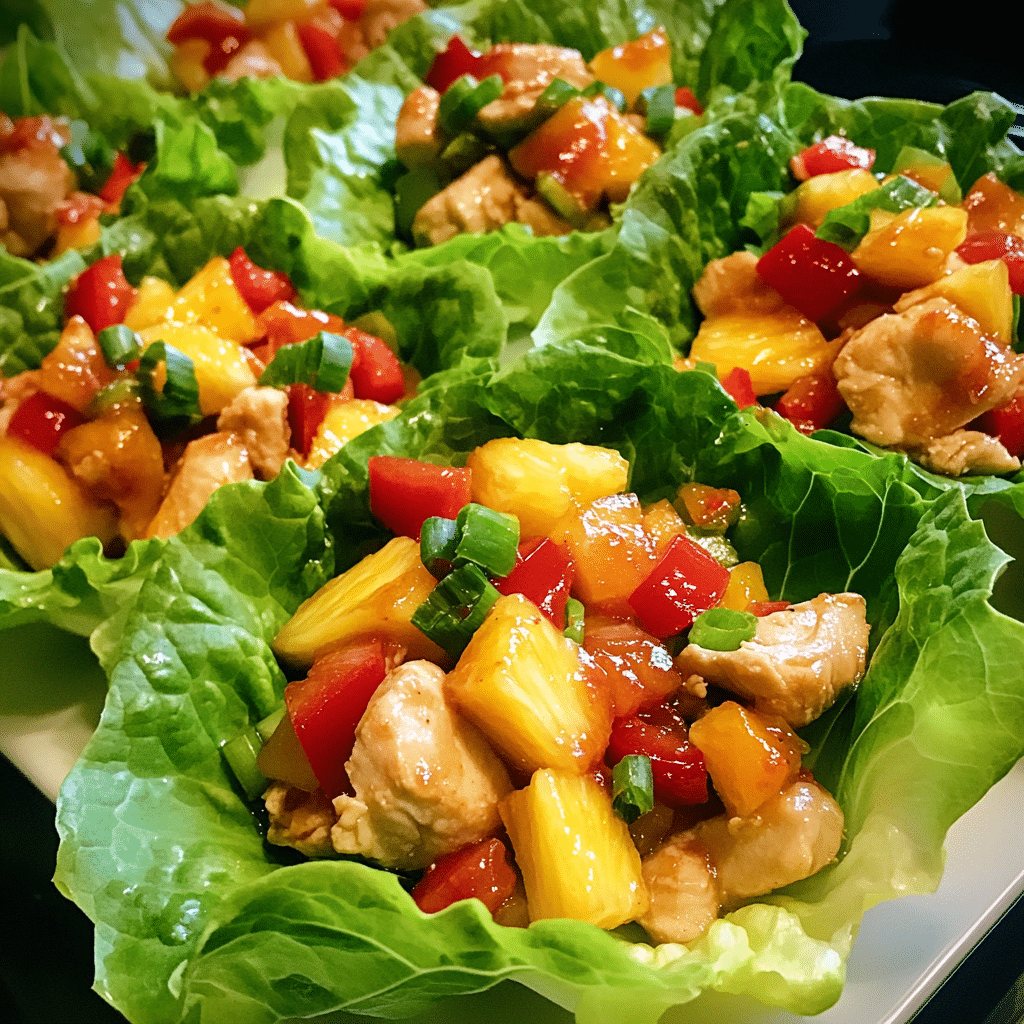 Spicy Thai Pineapple Chicken Lettuce Wraps — chef-tested restaurant-quality photo