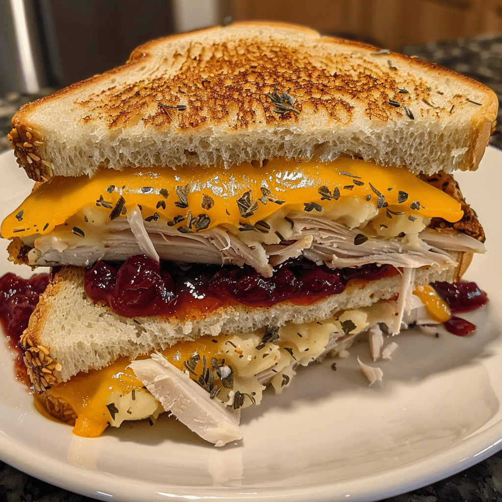 How to make Thanksgiving Leftover Turkey Melt — key cooking step