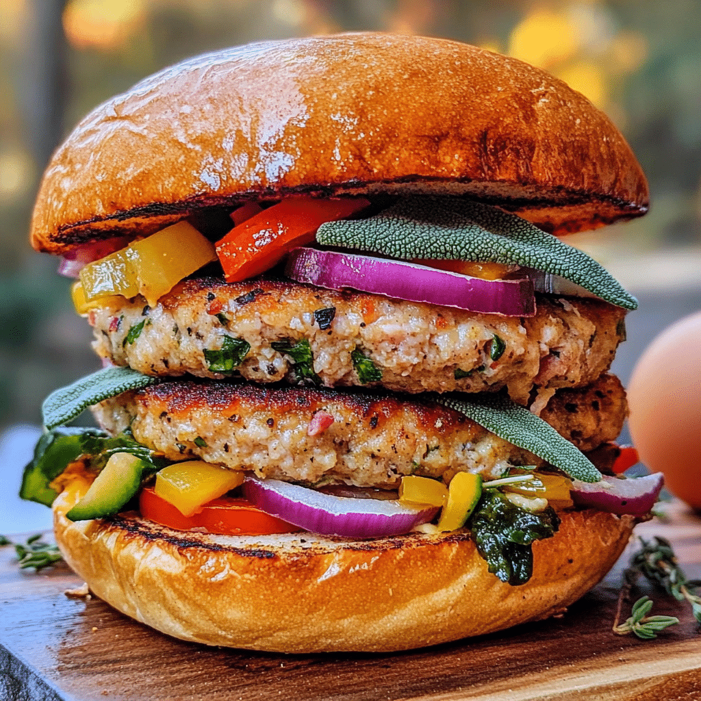 How to make Thanksgiving Stuffed Turkey Burgers — key cooking step
