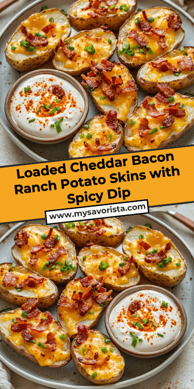 Loaded Cheddar Bacon Ranch Potato Skins with Spicy Dip