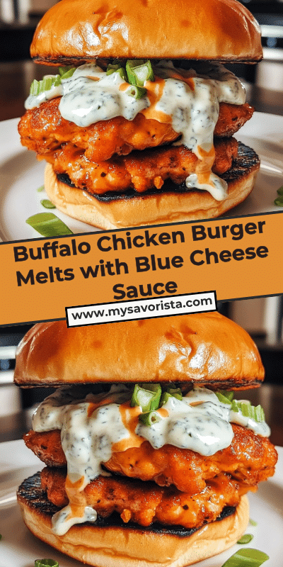 Buffalo Chicken Burger Melts with Blue Cheese Sauce