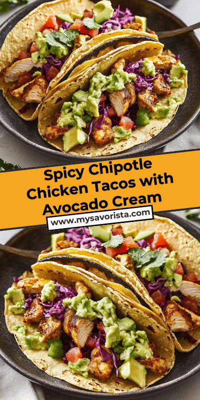 Spicy Chipotle Chicken Tacos with Avocado Cream