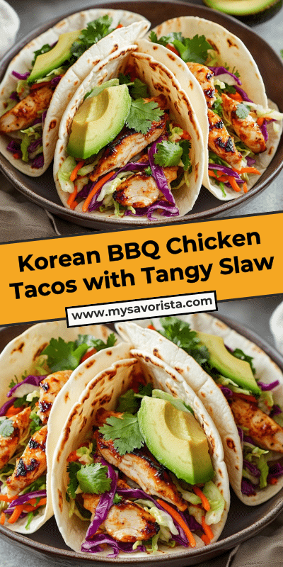 Korean BBQ Chicken Tacos with Tangy Slaw