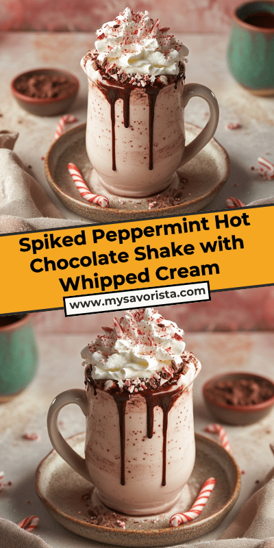 Spiked Peppermint Hot Chocolate Shake with Whipped Cream