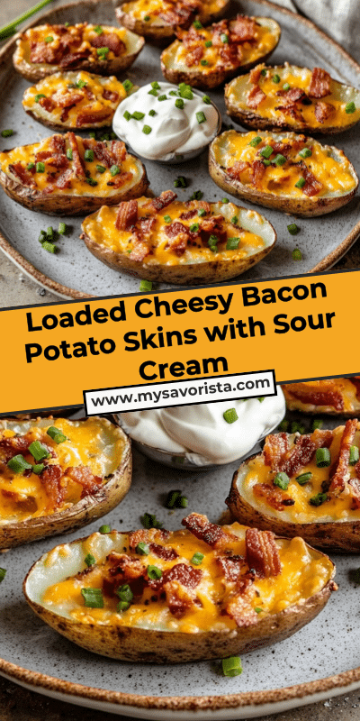 Loaded Cheesy Bacon Potato Skins with Sour Cream