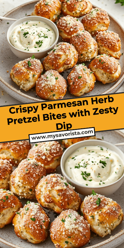 Crispy Parmesan Herb Pretzel Bites with Zesty Dip