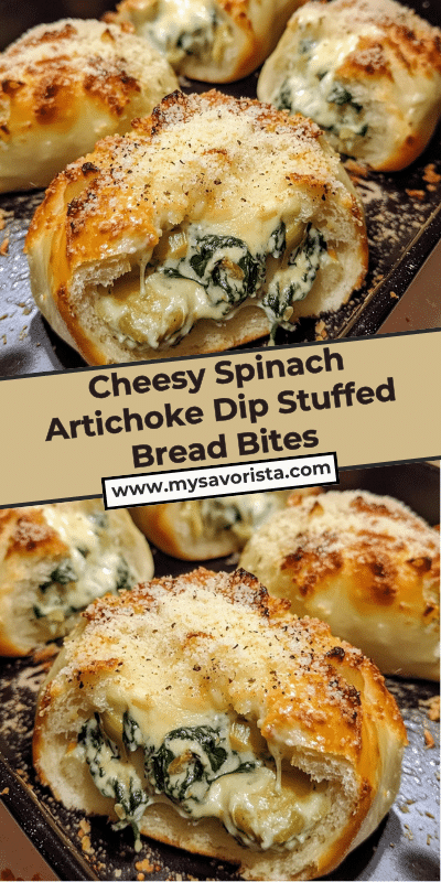 Cheesy Spinach Artichoke Dip Stuffed Bread Bites