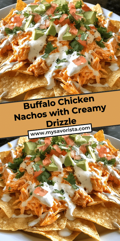 Buffalo Chicken Nachos with Creamy Drizzle