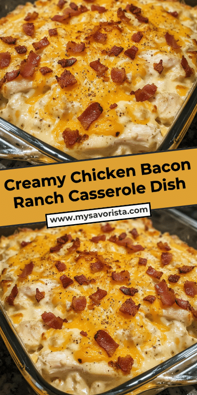 Creamy Chicken Bacon Ranch Casserole Dish