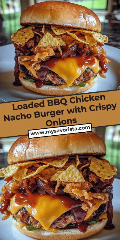Loaded BBQ Chicken Nacho Burger with Crispy Onions