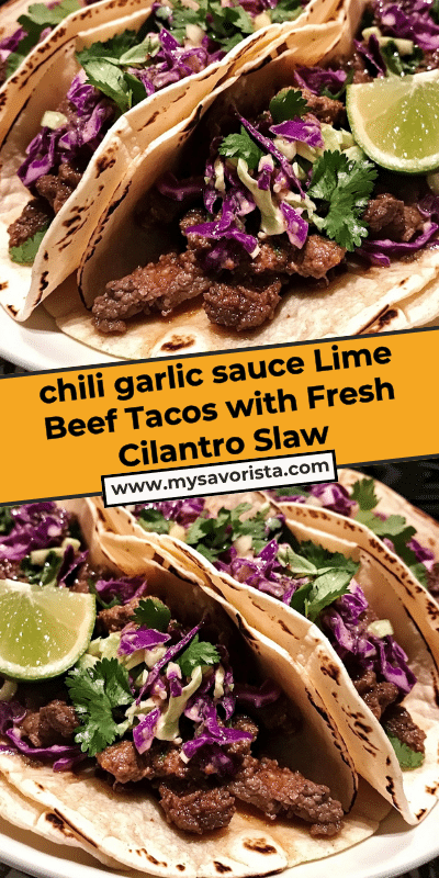 chili garlic sauce Lime Beef Tacos with Fresh Cilantro Slaw
