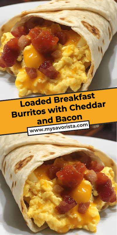 Loaded Breakfast Burritos with Cheddar and Bacon