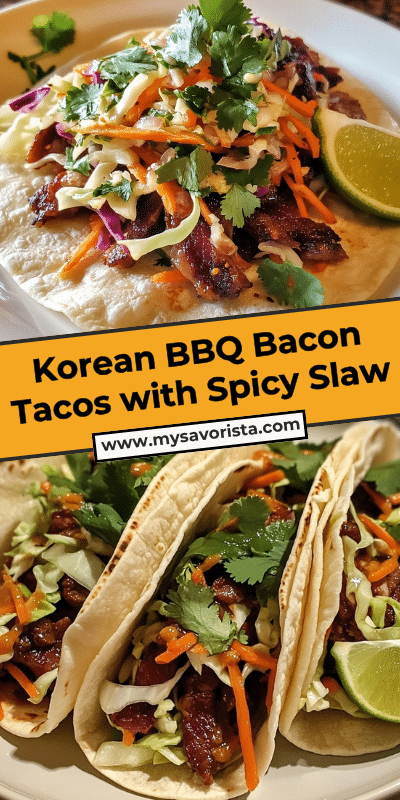 Korean BBQ Bacon Tacos with Spicy Slaw