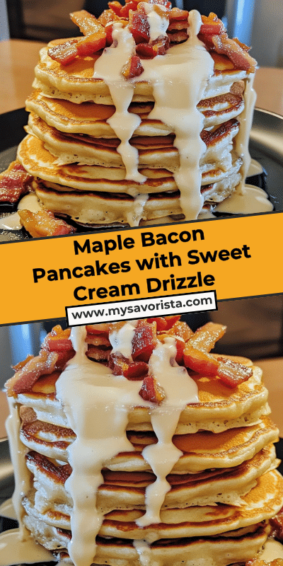 Maple Bacon Pancakes with Sweet Cream Drizzle