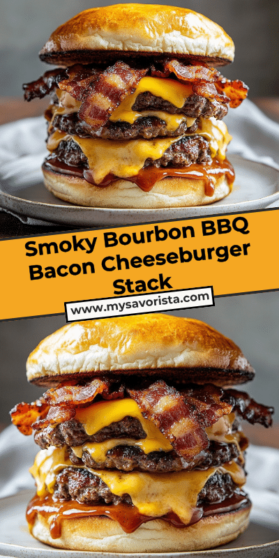 Smoky Bourbon BBQ Bacon Cheeseburger Stack