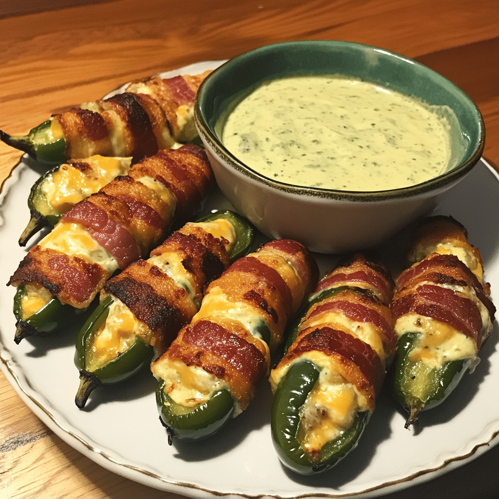 How to make Bacon-Wrapped Jalapeño Poppers with Smoky Cheese Dip — key cooking step