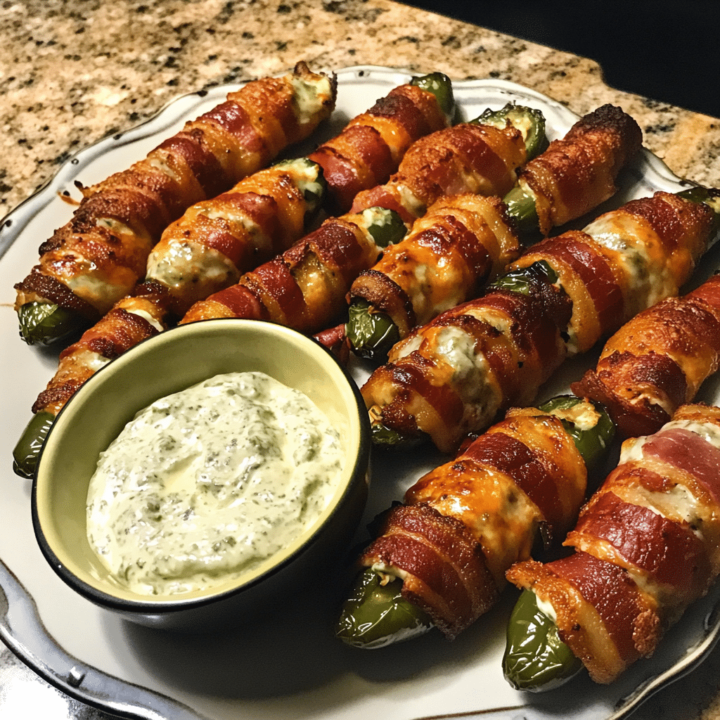 Bacon-Wrapped Jalapeño Poppers with Smoky Cheese Dip — chef-tested restaurant-quality photo
